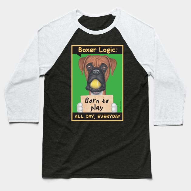 Boxer dog with ball in mouth Baseball T-Shirt by Danny Gordon Art